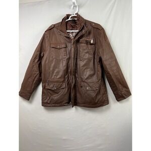 Blac Label Premium Field Jacket Mens 2XL Brown Coated Cotton Embroidered Good